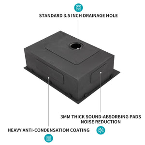 Drop In Kitchen Sink with Nano Technique Gunmetal Finish - Black