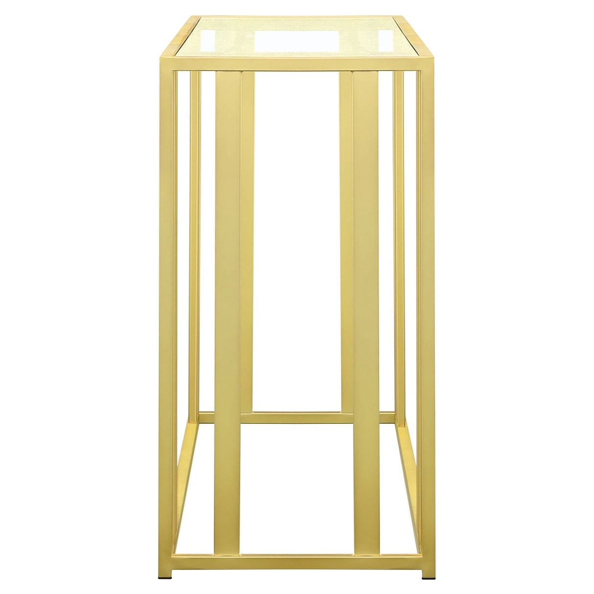 Adri Glass Top Entryway Console Table Matte Brass