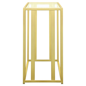Adri Glass Top Entryway Console Table Matte Brass