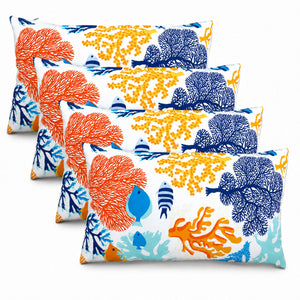 4 Pack Outdoor Lumbar Pillow with Inserts - Ocean Coral