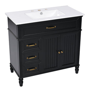 Bathroom Vanity With Sink, 2 Doors 2 Drawers, Freestanding Design