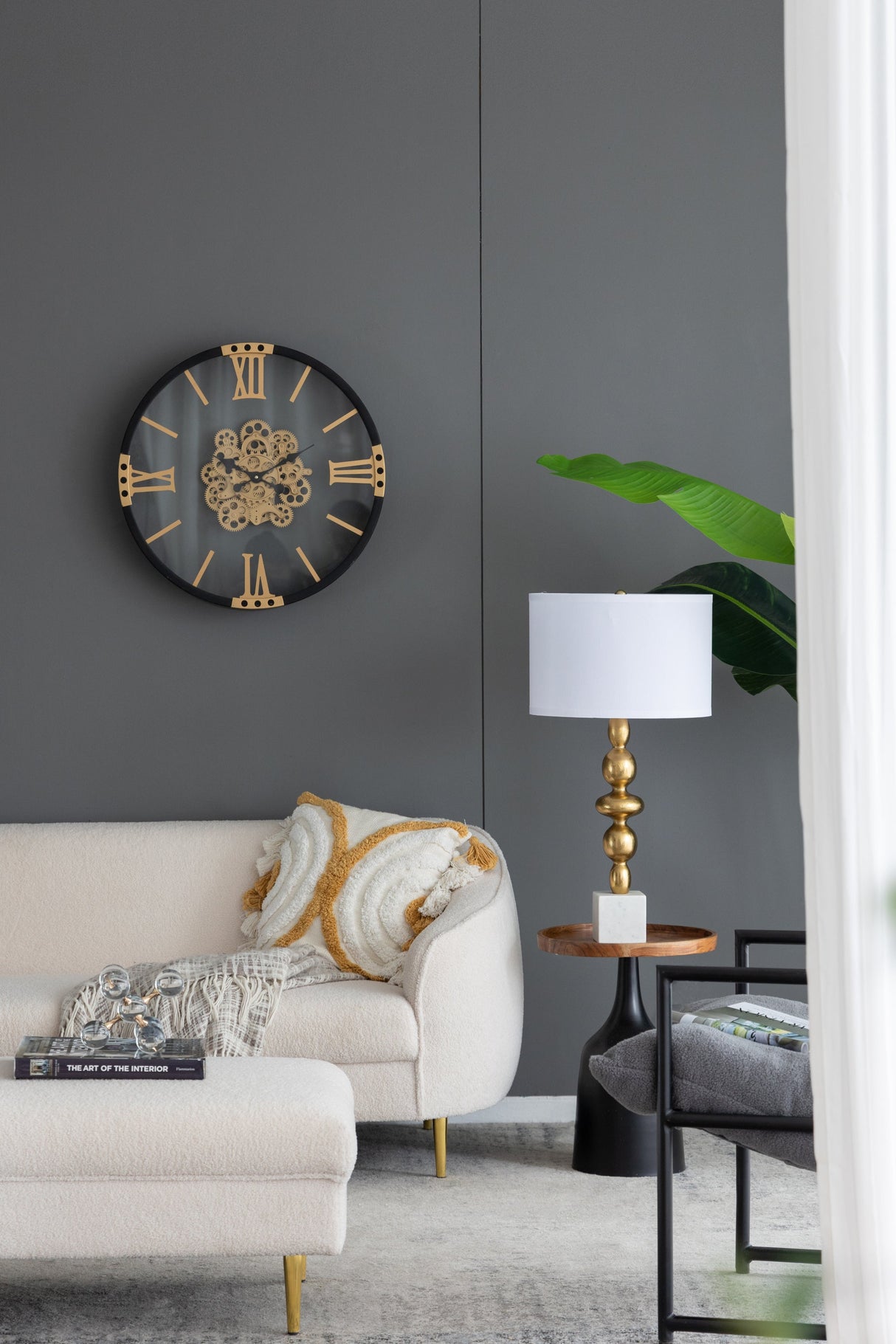 D15x29.5' Gold and White Table Lamp with Round Four Tiered Body