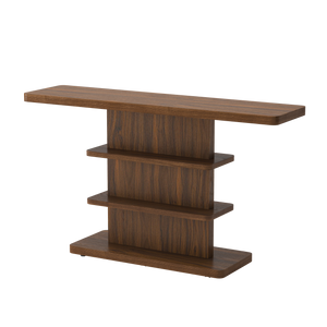 63" Vintage Narrow Console Table with 2 Tier Open Storage Shelves