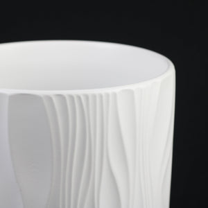 3-Piece White Stoneware Planter Pot Set with Embossed Texture