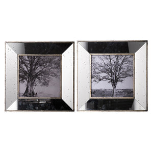 S/2 Vintage Silver Reflective Picture Frames, 15x15