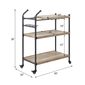 Brantley - Serving Cart - Oak & Sandy Black