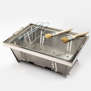 Folded Portable Charcoal BBQ Grill with Foldable Design - Stainless Steel