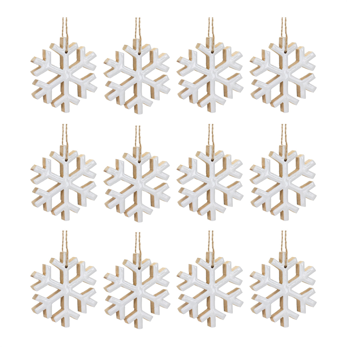 Wood Snowflake Ornament (Set of 12)