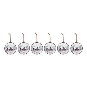 Woodland Winter Cabin Disc Ornament (Set of 12)