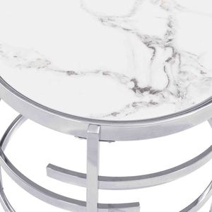 Elegant Round Table With Sintered Stone Top & Sturdy Metal Frame