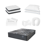 Restonic ComfortCare Hybrid Firm Mattress & 12-Piece Premium Comfort Bedding PackQueen Size
