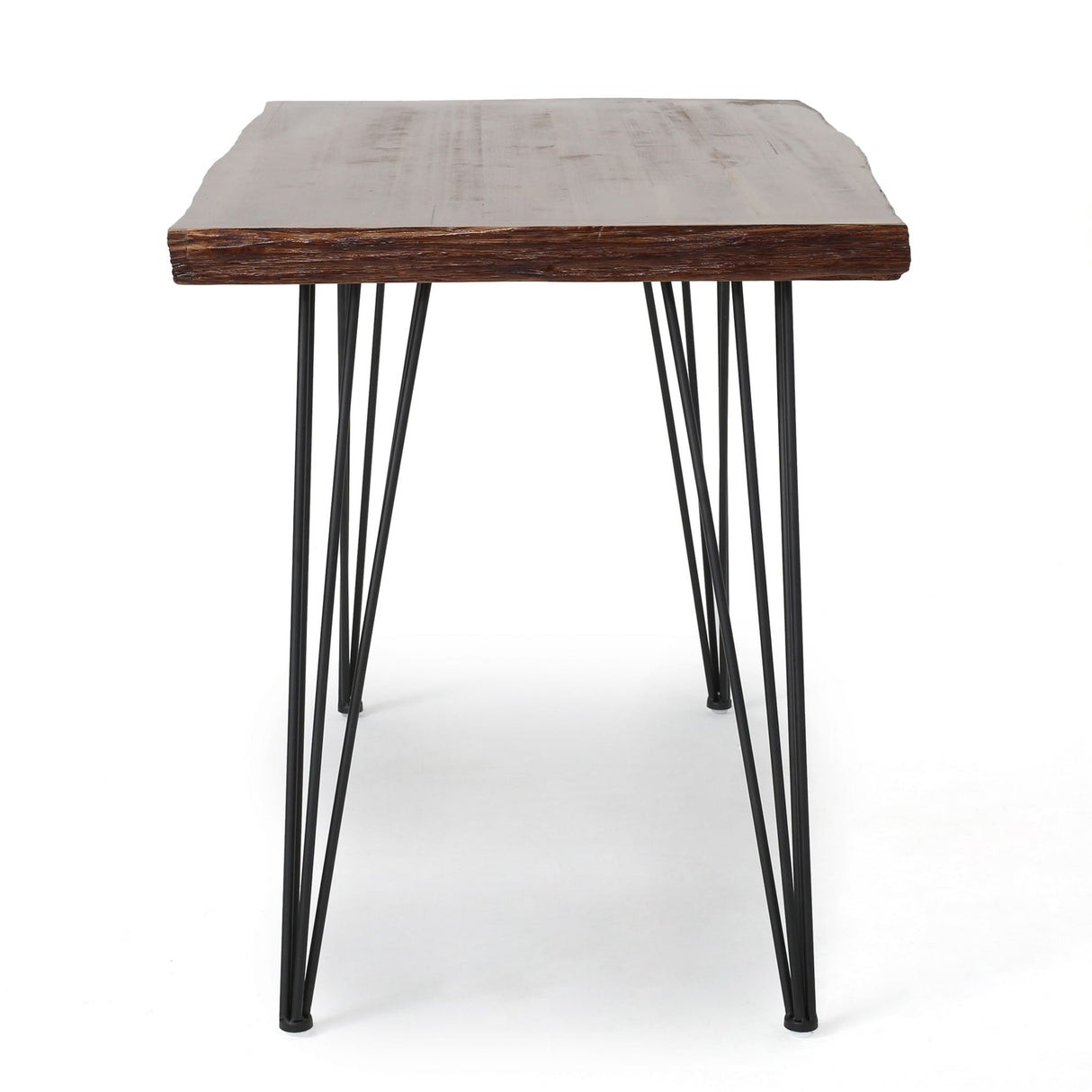 Modern Industrial Faux Live Edge Dining Table With Hairpin Legs - Natural