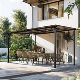10x12ft wall-mounted metal pergola gazebo for patio & backyard