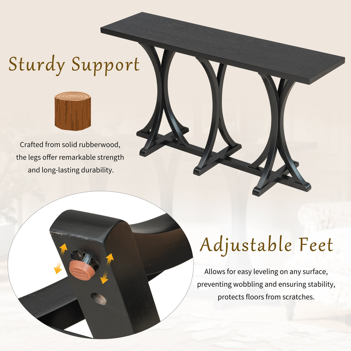 U-Style 59.8'' Wooden Console Table