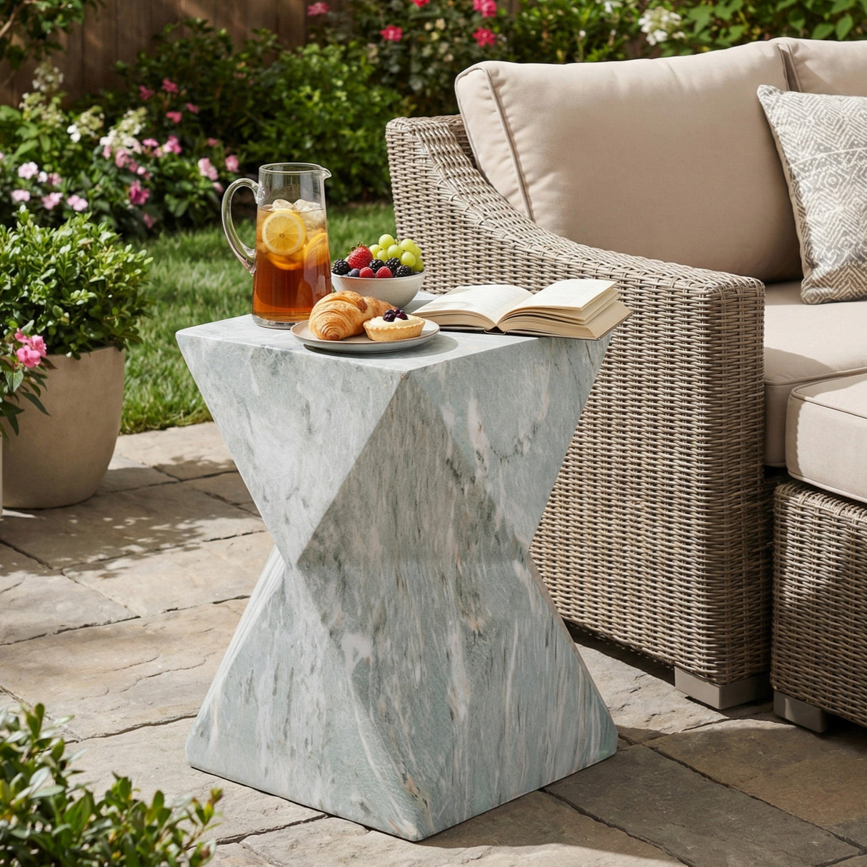 Modern Geometric Hourglass Accent Table