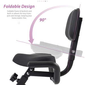 Exercise Bike Folding Stationary Bikes For Home With 16 Level Magnetic Resistance