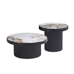 Set of 2 Coffee Tables with Sintered Stone Tabletops