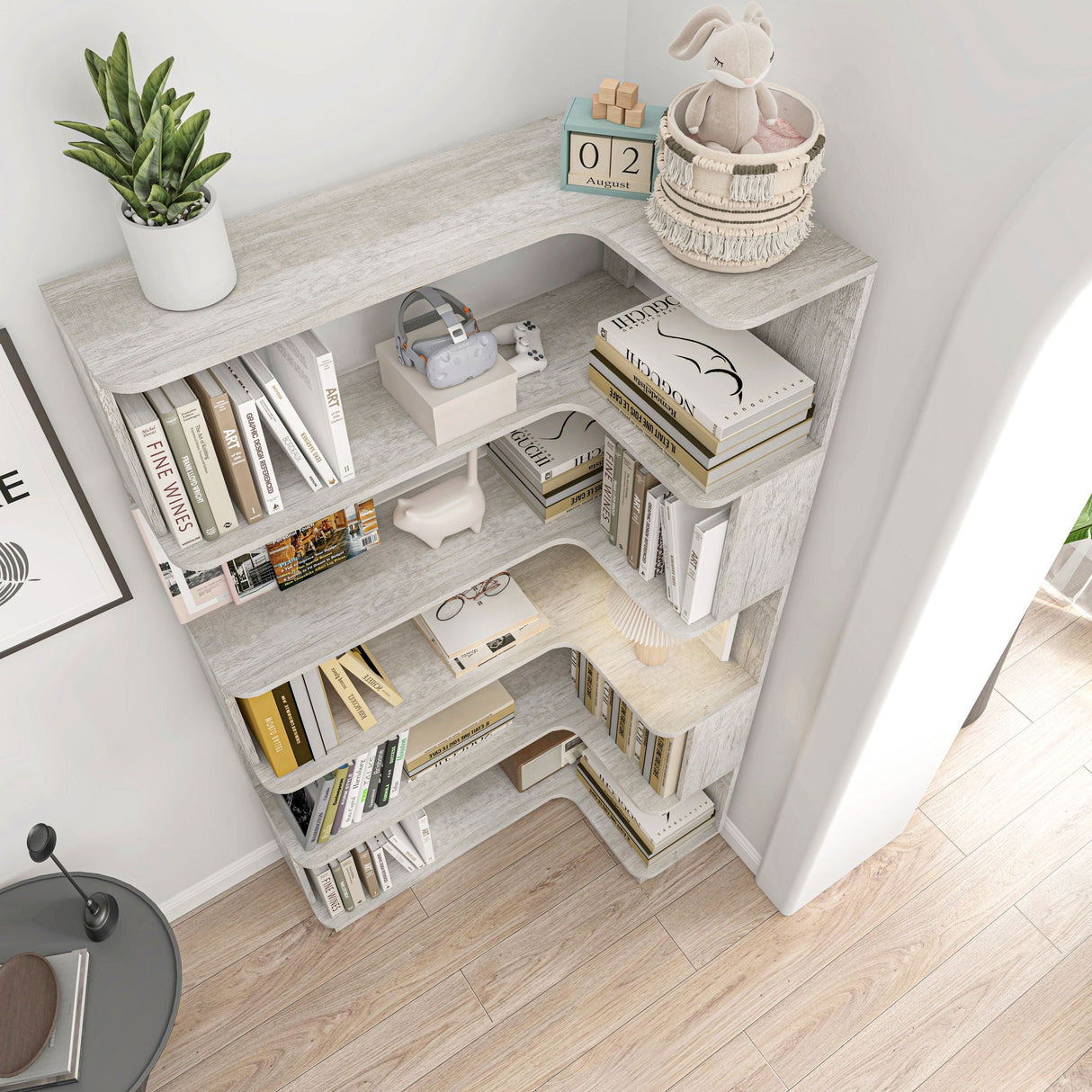 L-Shaped Corner Bookshelf