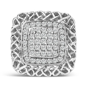 Sterling Silver 1.0 Cttw Diamond Celtic Knot Cocktail Ring