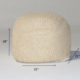 Semi Rounded Pouf, Cable Knitted, Perfect Seating