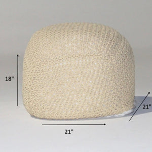 Semi Rounded Pouf Cable Knitted Perfect Seating