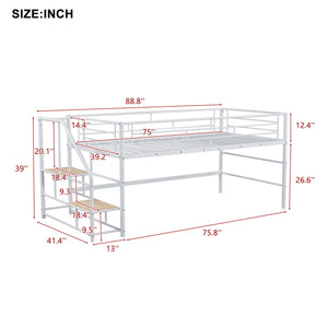 Loft Bed With Storage Stairs And Metal Frame