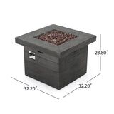 Anchorage Wood Square Fire Pit 40,000 BTU - Gray