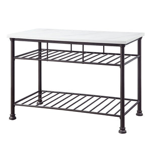 Freyja - Kitchen Island - White Cultured Marble Top & Gray