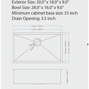 Undermount Kitchen Sink 16 Gauge Single Bowl Stainless Steel