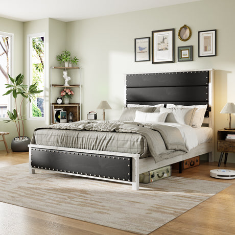Queen-size-bed-frame-with-upholstered-headboard-Headboards