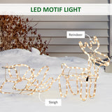 Outsunny 35' LED Reindeer Sleigh Outdoor Christmas Standing Figure Decoration