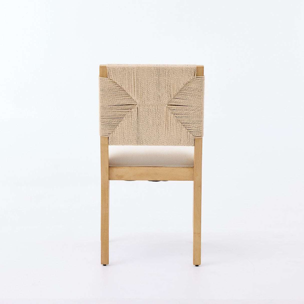 Mid-Century Modern Rope Rattan Dining Chairs Set of 2