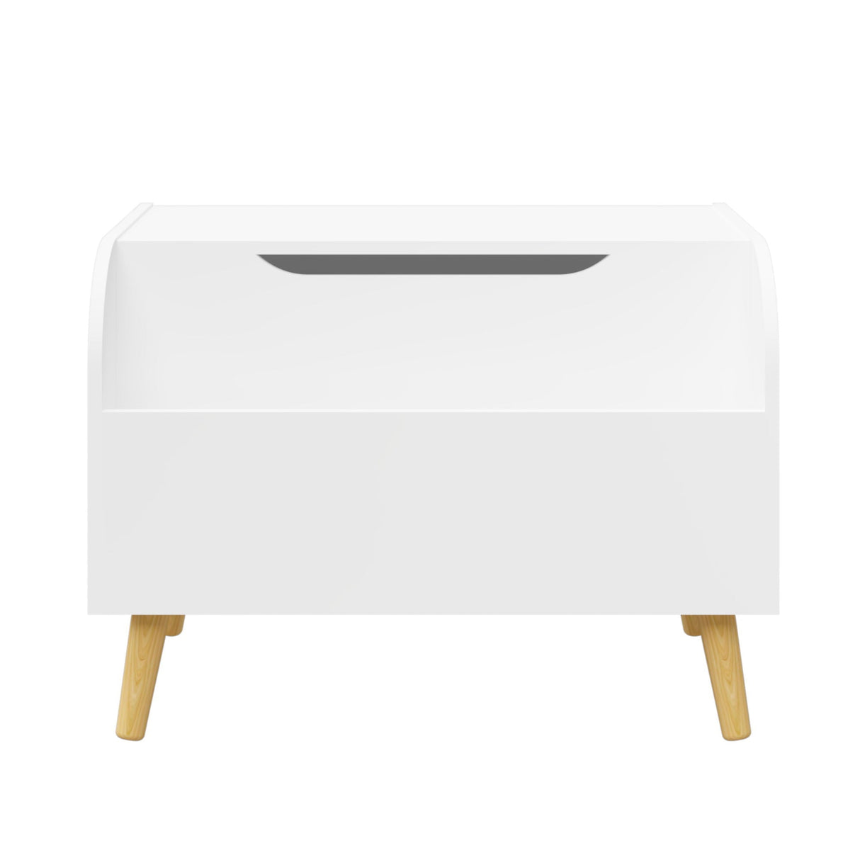 Toy Box With Front Bookshelf, Flip Top Lid, Safety Hinge For Kids Room Organization - White