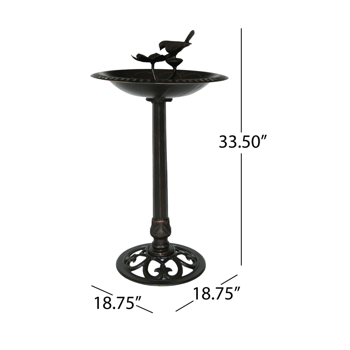 Outdoor aluminum and iron bird bath