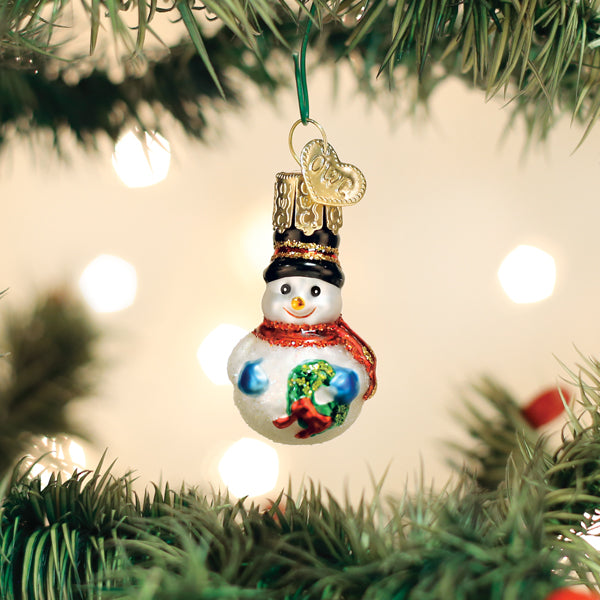 Mini Snowman Ornament Hand-Painted & Glittered
