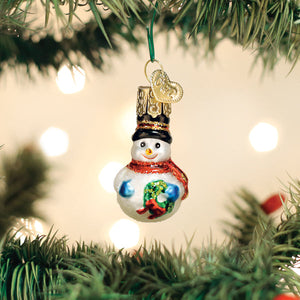 Mini Snowman Ornament Hand-Painted & Glittered
