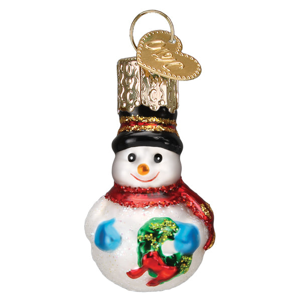 Mini Snowman Ornament Hand-Painted & Glittered