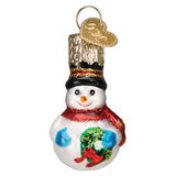 Mini Snowman Ornament Hand-Painted & Glittered