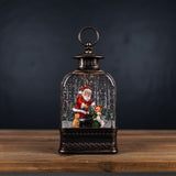 LED Snow Globe Lantern with Santa and Dog 11.25"H