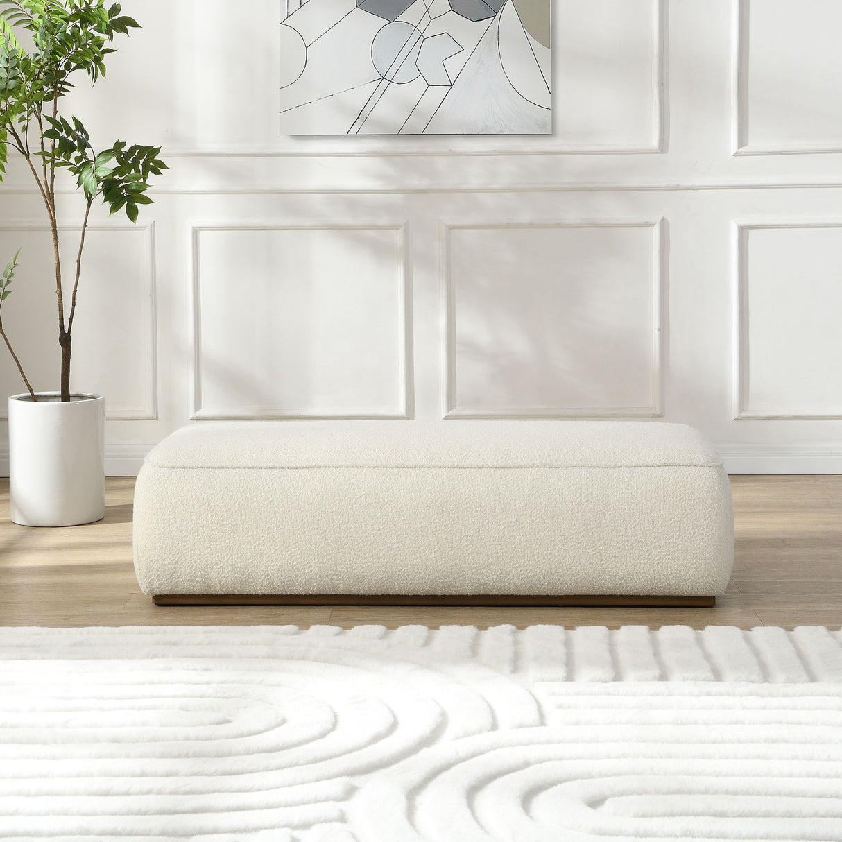 Grainy Footstool for Home - Beige