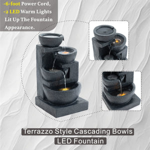29-Inch Terrazzo Style LED Outdoor Indoor Water Fountain