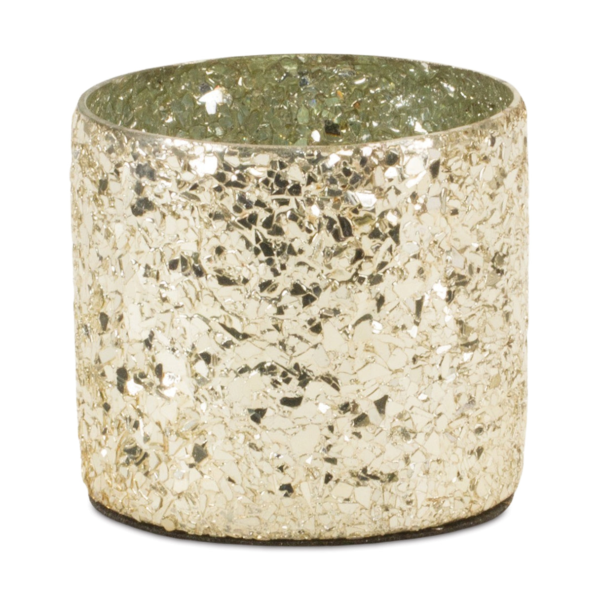 Gold mosaic glass candle holder (set of 2)