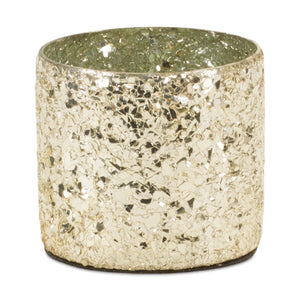 Gold mosaic glass candle holder (set of 2)