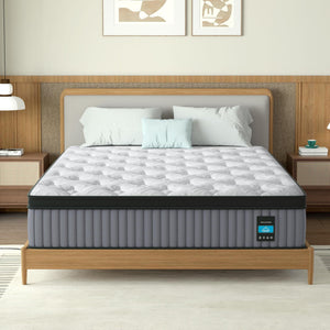 14" King Hybrid Mattress with Memory Foam & Pocket Springs - Grey & White