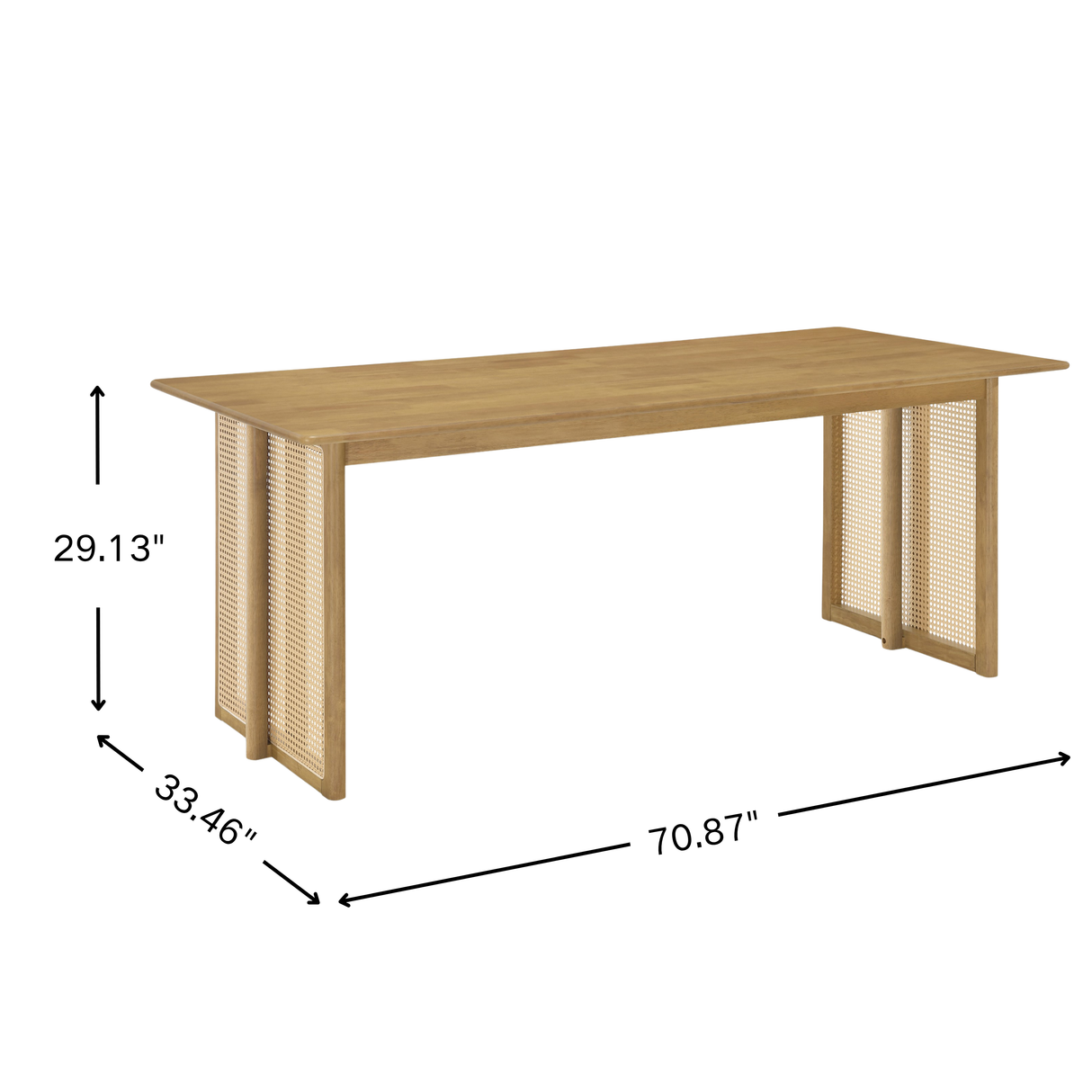 Natural Color Rubber Wood Dining Set with Plastic Rattan