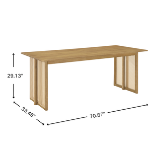 Natural Color Rubber Wood Dining Set with Plastic Rattan