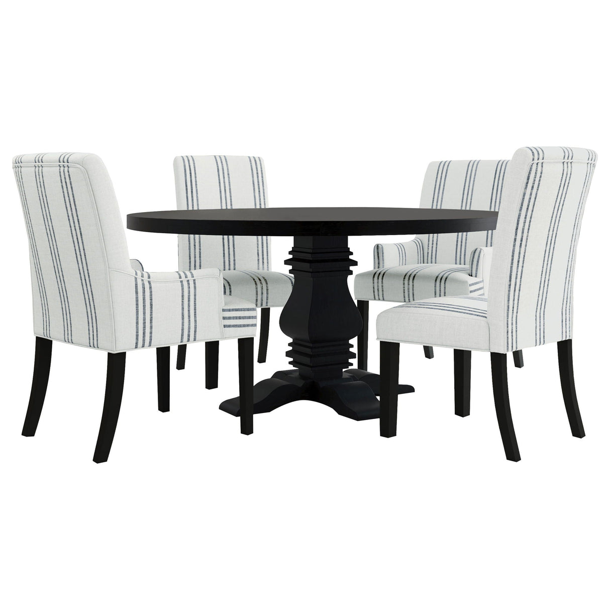 Draper - Upholstered Dining Chair (Set of 2) With Vertical Stripes - Beige