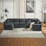 Modern U Shaped 6-Seat Sectional Sofa Couch with Ottoman