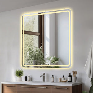 LED Bathroom Mirror, Anti Explosion Glass, Rust Resistant, Anti Fog, Tri Color