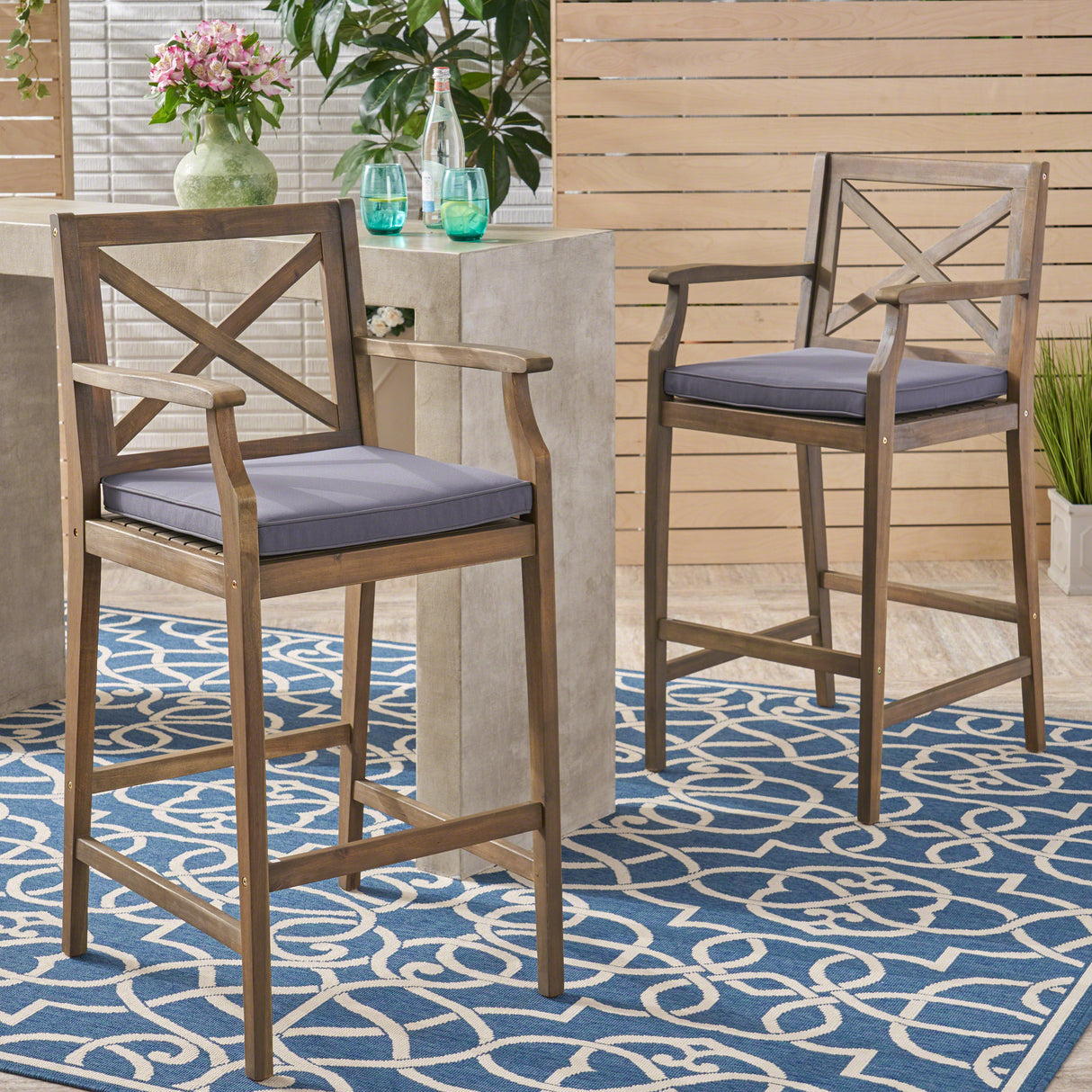 Perla outdoor barstool set of 2